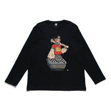 Load image into Gallery viewer, "Girl On TV" Cut and Sew Wide-body Long Sleeved Tee Black/Beige