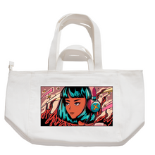 Load image into Gallery viewer, "Girl Pop" Tote Carrier Bag Cream/Green