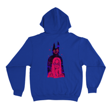 Load image into Gallery viewer, "Over your Shoulder" Basic Hoodie White/Black/Cobalt Blue