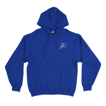 Load image into Gallery viewer, "Over your Shoulder" Basic Hoodie White/Black/Cobalt Blue