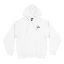 Load image into Gallery viewer, "Over your Shoulder" Basic Hoodie White/Black/Cobalt Blue