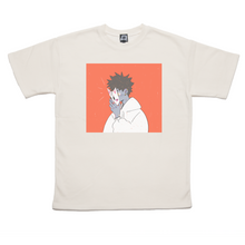 Load image into Gallery viewer, "Kitsune Mask" Taper-Fit Heavy Cotton Tee Beige/Sky Blue