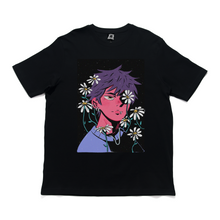 Load image into Gallery viewer, "Sad Boy Flowers" Cut and Sew Wide-body Tee White/Black