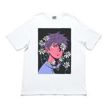 Load image into Gallery viewer, "Sad Boy Flowers" Cut and Sew Wide-body Tee White/Black