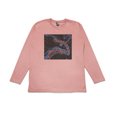 Load image into Gallery viewer, "Siphonophore" Taper-Fit Heavy Cotton Long Sleeve Tee Purple/ Sky Blue/ Rose