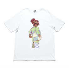 Load image into Gallery viewer, "Checkered" Cut and Sew Wide-body Tee White/Salmon Pink