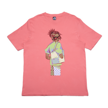 Load image into Gallery viewer, "Checkered" Cut and Sew Wide-body Tee White/Salmon Pink