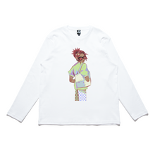 Load image into Gallery viewer, "Checkered" Cut and Sew Wide-body Long Sleeved Tee White/Salmon Pink