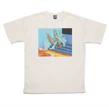 Load image into Gallery viewer, "Rainbow Trout Cyberspace" Taper-Fit Heavy Cotton Tee Sky Blue/Beige