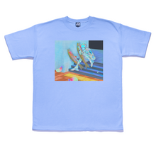 Load image into Gallery viewer, "Rainbow Trout Cyberspace" Taper-Fit Heavy Cotton Tee Sky Blue/Beige