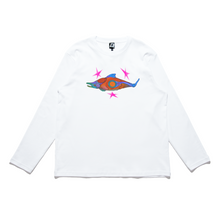 Load image into Gallery viewer, "Rainbow Trout Cyberspace" Cut and Sew Wide-body Long Sleeved Tee White/Salmon Pink