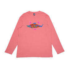 Load image into Gallery viewer, "Rainbow Trout Cyberspace" Cut and Sew Wide-body Long Sleeved Tee White/Salmon Pink