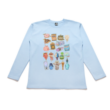 Load image into Gallery viewer, "Supernatural Konbini" Taper-Fit Heavy Cotton Long Sleeve Tee Sky Blue