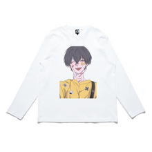 Load image into Gallery viewer, "Sm!le" Cut and Sew Wide-body Long Sleeved Tee White/Black