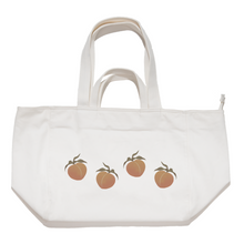 Load image into Gallery viewer, "Peach, Peach, Peach" Tote Carrier Bag Cream/Green