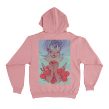 Load image into Gallery viewer, "Red Roses" Fleece Hoodie Light Pink