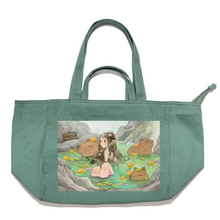 Load image into Gallery viewer, "Capybara" Tote Carrier Bag Green