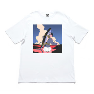 "Fish Girl" Cut and Sew Wide-body Tee White