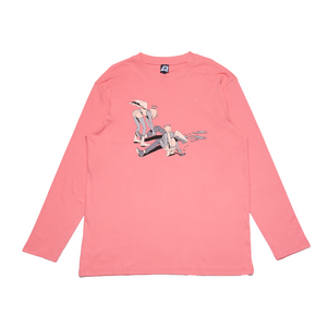 "Angel2" Cut and Sew Wide-body Long Sleeved Tee Salmon Pink