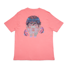 Load image into Gallery viewer, "Calm" Cut and Sew Wide-body Tee White/Salmon Pink