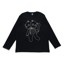 Load image into Gallery viewer, "Double Headed Kitten" Cut and Sew Wide-body Long Sleeved Tee White/Black/Beige