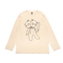 Load image into Gallery viewer, "Double Headed Kitten" Cut and Sew Wide-body Long Sleeved Tee White/Black/Beige