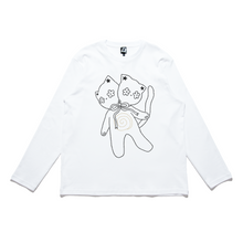 Load image into Gallery viewer, "Double Headed Kitten" Cut and Sew Wide-body Long Sleeved Tee White/Black/Beige