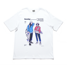 Load image into Gallery viewer, "Sunday Penny" Cut and Sew Wide-body Tee White/Black