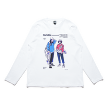 Load image into Gallery viewer, "Sunday Penny" Cut and Sew Wide-body Long Sleeved Tee White/Black