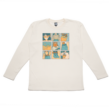 Load image into Gallery viewer, "Sunflower" Taper-Fit Heavy Cotton Long Sleeve Tee Beige/Mint