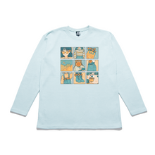 Load image into Gallery viewer, "Sunflower" Taper-Fit Heavy Cotton Long Sleeve Tee Beige/Mint