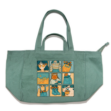 Load image into Gallery viewer, "Sunflower" Tote Carrier Bag Cream/Green
