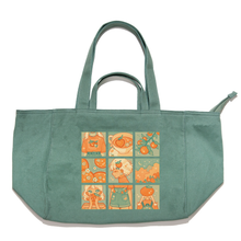 Load image into Gallery viewer, "Orange Moodboard" Tote Carrier Bag Cream/Green