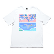 Load image into Gallery viewer, "Blue Wonder" Cut and Sew Wide-body Tee White/Black