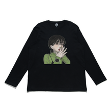 Load image into Gallery viewer, "Green Hershey Girl" Cut and Sew Wide-body Long Sleeved Tee White/Black