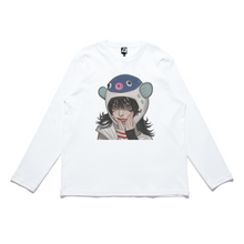 Load image into Gallery viewer, "Blowfish Girl" Cut and Sew Wide-body Long Sleeved Tee White/Black
