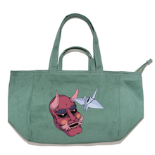 Load image into Gallery viewer, "Oni-Shikigami" Tote Carrier Bag Cream/Green