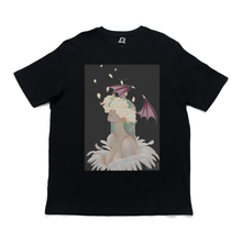 Load image into Gallery viewer, "Bloom: Green and Purple" Cut and Sew Wide-body Tee White/Black