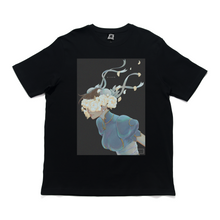 Load image into Gallery viewer, "Bloom: Blue and White" Cut and Sew Wide-body Tee White/Black