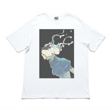 Load image into Gallery viewer, "Bloom: Blue and White" Cut and Sew Wide-body Tee White/Black