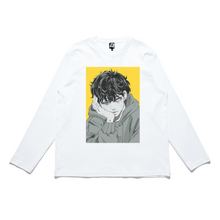 Load image into Gallery viewer, "Gray Feeling" Cut and Sew Wide-body Long Sleeved Tee White/Black
