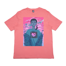 Load image into Gallery viewer, "Heartless" Cut and Sew Wide-body Tee White/Salmon Pink
