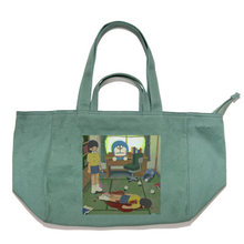 Load image into Gallery viewer, "I Killed Myself In The Past" Tote Carrier Bag Cream/Green