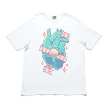 Load image into Gallery viewer, "Heart" Cut and Sew Wide-body Tee White/Black