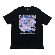 Load image into Gallery viewer, "Just Keep Drawing" Cut and Sew Wide-body Tee White/Black