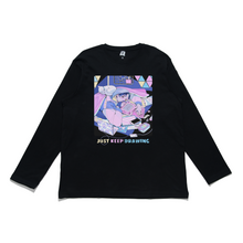 Load image into Gallery viewer, "Just Keep Drawing" Cut and Sew Wide-body Long Sleeved Tee Black/White