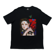 Load image into Gallery viewer, "Dragon Beauty" Cut and Sew Wide-body Tee White/Black