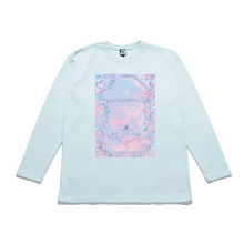 Load image into Gallery viewer, "Roses and Clouds" Taper-Fit Heavy Cotton Long Sleeve Tee Sky Blue/Mint