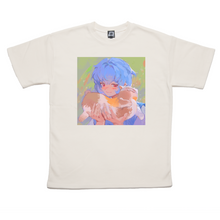 Load image into Gallery viewer, "Rei Cat" Taper-Fit Heavy Cotton Tee Beige/Mint