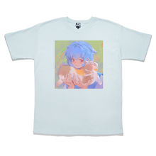 Load image into Gallery viewer, "Rei Cat" Taper-Fit Heavy Cotton Tee Beige/Mint